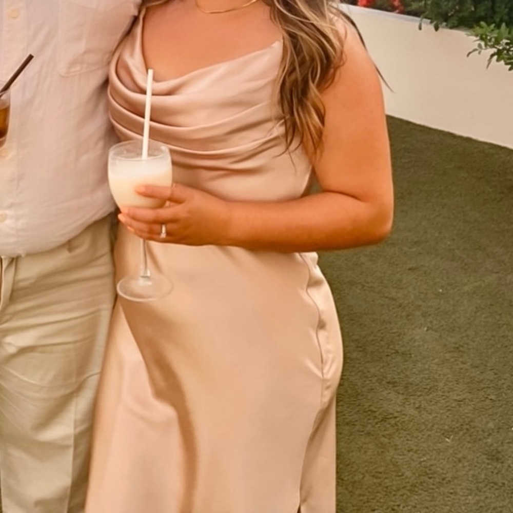 Revelry Bridesmaid dress Skye Midi in Champagne Gold
